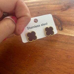 Burgundy Clover Earrings